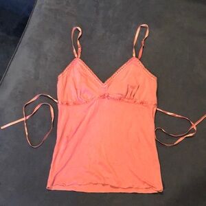 NWOT Abercrombie & Fitch pink tank top camisole, lace and satin accents size M